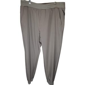 FLX Jogger Pants Men's Gray Taupe Stretch Zip Pockets Athleisure Size L (35x28)